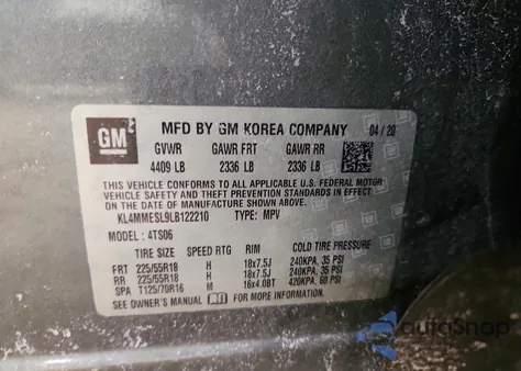 2020 Buick Encore Gx Select from USA, damaged, VIN KL4MMESL9LB122210